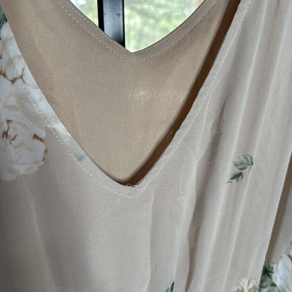 Show Me Your MuMu Kendall Maxi Dress Size XL Cream Green Floral Chiffon Low Back - Picture 11 of 12